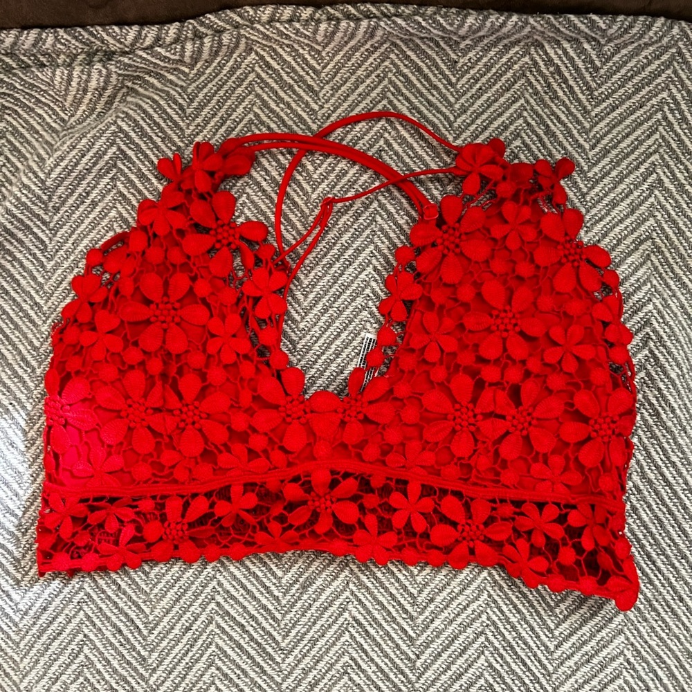 Free people strappy laced crop top